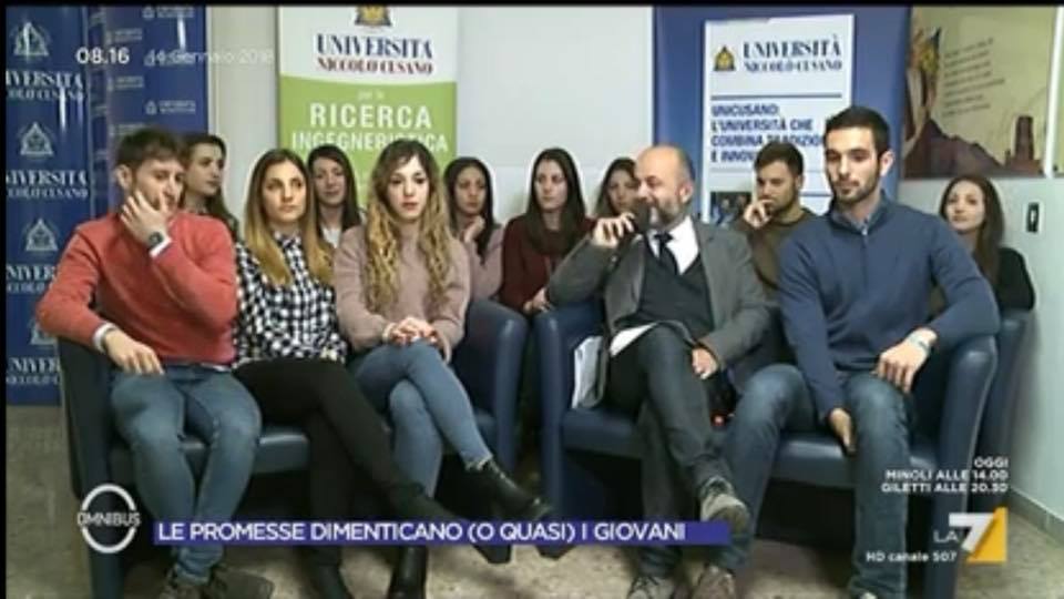 VIDEO-Il Rettore e alcuni studenti Unicusano a Omnibus del 14 gennaio