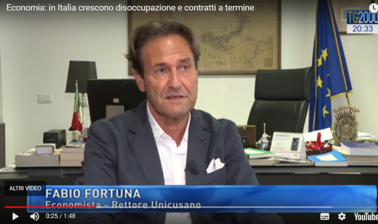 ISTAT: Rallenta l’economia dell’eurozone. Ecco la video-intervista al Rettore Fortuna (TVSAT2000)