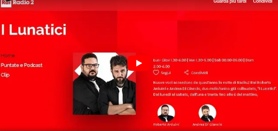 Fabio Fortuna a I Lunatici di Radio 2 RAI (05/05/2020)