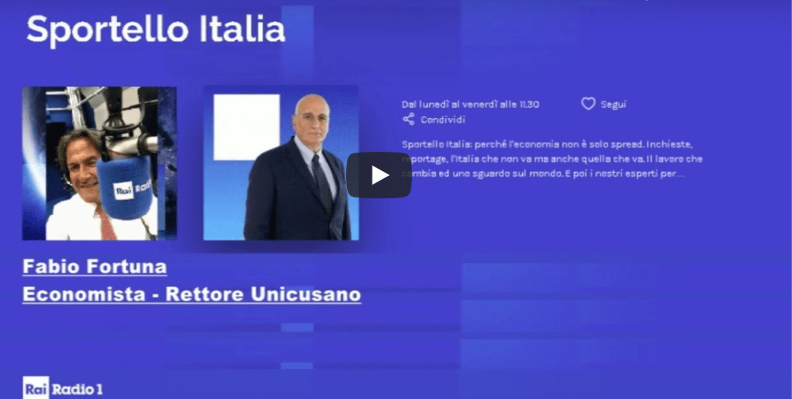 Fabio Fortuna a Sportello Italia di Radio 1 RAI (21/04/2020)