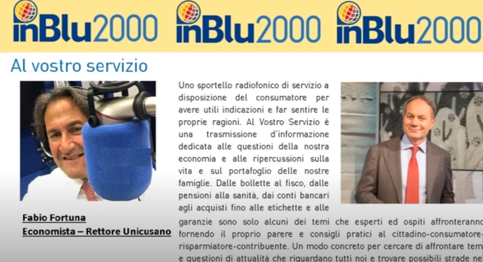 Fabio Fortuna ad Al vostro Servizio Pensioni piccoli aumenti di inBlu2000 del 19 01 2022